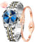 OLEVS Damenuhren Gold Silber Leicht Ablesbare Ziffern Diamant Uhren Damen Japan Analog Quartz Wasserdicht Leuchtend Datum Armbanduhr Geschenk Set