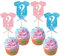 Ephlyn 24Pcs Gender Reveal Cupcake Toppers Glitter Pink Blue Bow Onesie Question Mark Boy or Girl Cake Topper Decorations for Baby Shower Theme Gender Reveal Kids Birthday Party Supplies Blue Pink