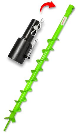 WERHE Erdbohrer für bohrmaschine mit Stihl adapter ⌀50 mm, 80cm länge – Brunnenbohrer, Baumpflanzung, erdlochbohrer, Pfahlbohrer, Durchlässenbohrer – Präzise Bohrspitze und Hartmetallklingen