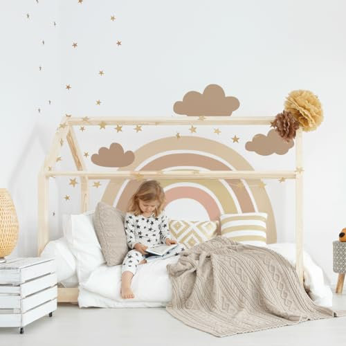 Mica-Mica Regenbogen Wandtattoo fürs Kinderzimmer, Wanddeko, Wandsticker (Boho, Small)