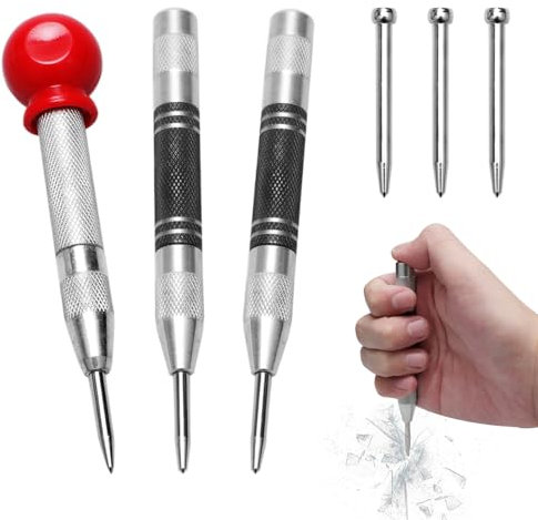 3 Piezas Punzones para Metal, Granate Automático, Punzones Automáticos para Vidrio Metal Madera Plástico