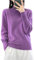Ailaile 100% lana merino maglione donna collo alto manica lunga caldo lavorato a maglia pullover autunno inverno base top, Viola, XX-Large