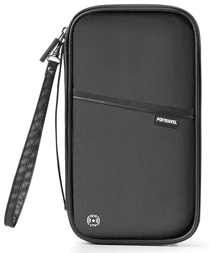 Aucuu Reisepass Tasche Familie, Reisepass Schutzhülle, Reiseorganizer mit RFID-Blocker, Reiseunterlagen Organizer, Tragbare Reisepasshülle Ausweistasche für Kreditkarten Reisedokumente Flugtickets