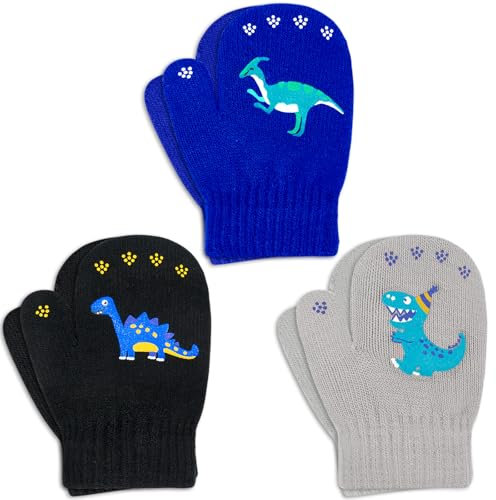 WAWSAM 3 Paar Fäustlinge Kinder Strick handschuhe Skihandschuhe für Mädchen Jungen Winter Handschuhe 1-3 Jahre alt…