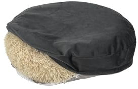 Wasserdichter runder Hundebettbezug mit Reißverschluss, Kunstfell, Donut-Hundebett, Ersatzbezug, 61 cm, grauer Samt