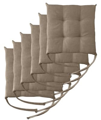 Il Tuo Artigiano Design 6 Stuhlkissen im Set, 40 x 40 cm 6 cm dick, Polsterung aus Schaumstoff und weichem Acryl, Sitzkissen Stuhl 6er Set, Stuhlkissen Outdoor 40x40 (6, Beige)