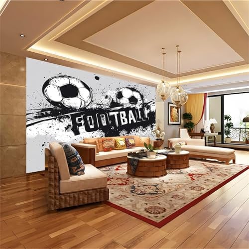 Photo Wallpaper 98.4 x 68.8 Print Picture Artwork for Home Decor Abstract Painting Black and White Football Living Room, Bedroom, Kitchen Wall Art DecorationBlack and White