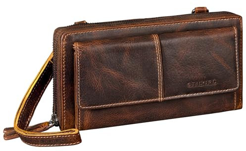 STILORD 'Violina' Deluxe 3-in-1 Handytasche mit Geldbörse zum Umhängen Damen Leder Klein - Auch Als Handgelenktasche tragbar - Kleine Ledertasche Damen Echt-Leder, Farbe:luino - braun