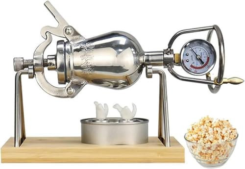 MáQuina Palomitas Alta PresióN, MáQuina Palomitas Manual Acero Inoxidable con Manivela Manual, Olla Hacer Palomitas Fiestas Halloween Y Navidad(330ml)