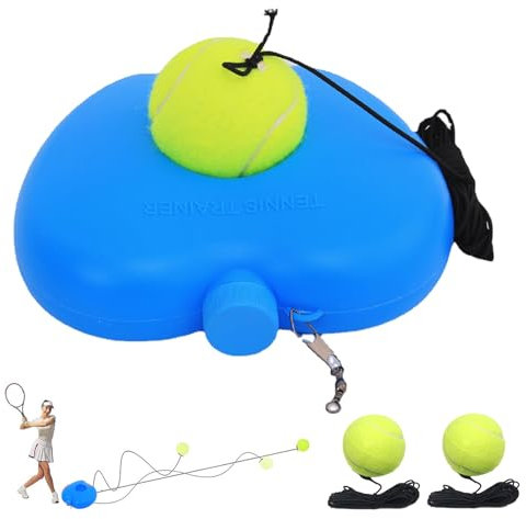 Funmo Tennis Trainer Tennistrainer Set Trainer Baseboard mit 2 Rebound Ball Tennistrainer Gummiband Übungsball Selbststudium Tennis Übungstraining Tool für Erwachsene Kinder Spieler Anfänger (Blau)