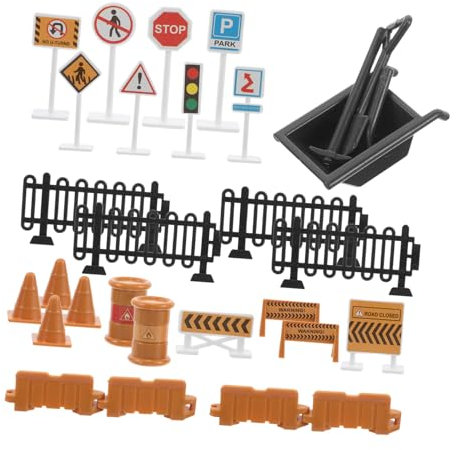 FELTECHELECTR Miniature Warning Sign Toys Pcs Traffic Signs for Boys and Girls Learning Toys Versatile Play Scenarios Promote Interaction