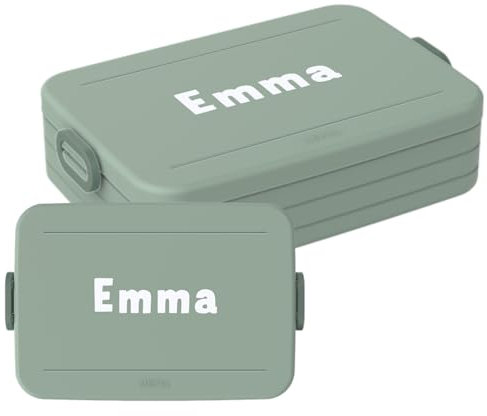 Mepal Brotdose mit Namen To Go - Personalisierte Lunchbox- Für 4 Sandwiches oder 8 Brotscheiben - Brotbox Erwachsene - BPA-frei & Spülmaschinenfest - 1500 ml - Large - Nordic sage