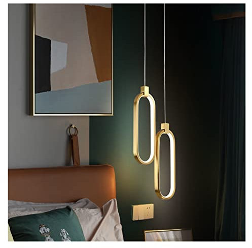Modern Gold Chandelier Lamp for Living Room TV Background Wall All Copper Long Wire Grid Net Red Bedroom Bedside Light Fixture 33X9.5CM