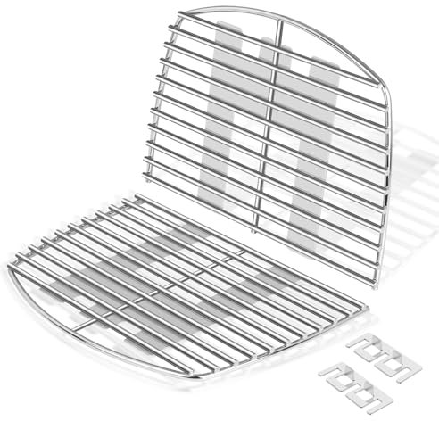 GLARETEX 7644 Griglia per barbecue Weber Q100 Q120 Q140 Q1000 Q1200 Q1400, piastra in acciaio inox, 32 cm, 7644 Spare Part Grate for Weber, confezione da 4