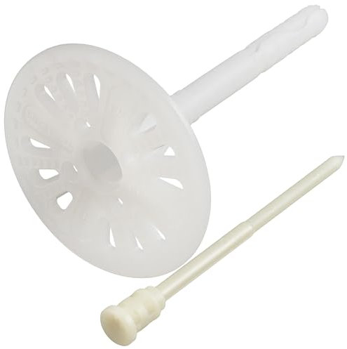 AERZETIX - Set di 25 tasselli per isolamento a battuta Ø8x95mm + 25 chiodi 100mm - in nylon - fissaggio per pannelli termici polistirene estruso espanso lana di roccia