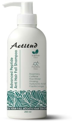 Actitud Advanced Peptide Anti Hairfall Shampoo – with Rice Water, Rosemary, Hyaluronic Acid & Caffeine -Paraben & Sulphate Free Shampoo for Women & Men for Hairfall Control and Boosts Hair Growth 250m