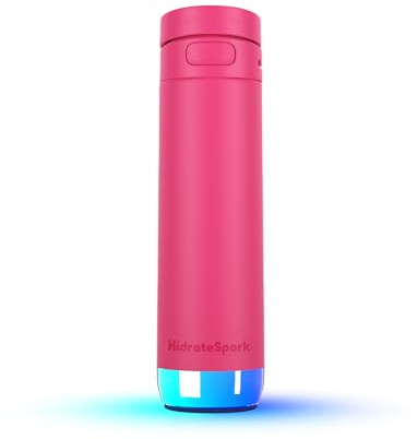 HidrateSpark PRO 2 21 oz Bundle – Smart Hydration Bottle with Clinically Accurate Water Tracking & Extended Batter Life - Syncs with Apple Health, Fitbit, Smart Rings & Watches - Flamingo