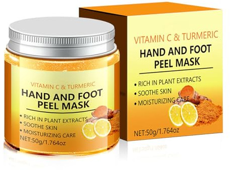 Vitamin C & Kurkuma Hand- und Fußpeeling-Maske, Reparatur von rissigen Fersen, Entfernung von Hornhaut und abgestorbenen Hautzellen, Verbesserung von rauer, trockener Haut, feuchtigkeitsspendend, 50g