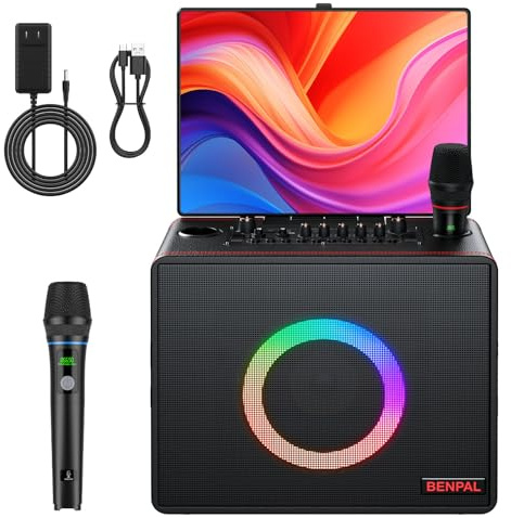 Karaoke Machine for Adults, Built-in 14 Inch Tablet with Lyrics Display, Portable Bluetooth Karaoke Speaker with 2 Wireless Microphones,800W Speaker, Connects to TV for Home Outdoor Party (Large)
