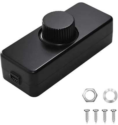 Variateur de Lumiere Led Interrupteur Variateur AC 220-240V/50Hz à Réglage Rotatif Progressif Variateur Lumiere 3-100W, Compatible avec Les LED Dimmables et Ampoules 230V pour Éclairage Intérieur