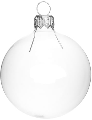 SIKORA Essentials Klassische Christbaumkugeln aus Glas - klar - 6 Farben 3 Größen Premium Qualität, Farbe:Klar Glas 6er Set, Höhe in cm:6 cm
