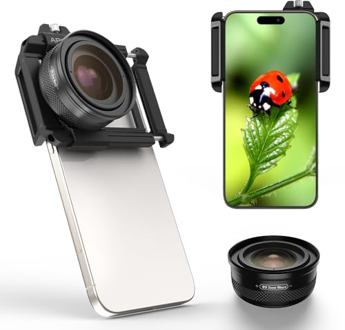 APEXEL Verbessertes ZM100 Ultra-HD Handy Makroobjektiv, F1.05 Blendenöffnung, maximale Vergrößerung 20x, Smartphone-Makroobjektiv, geeignet für die meisten Mobiltelefone