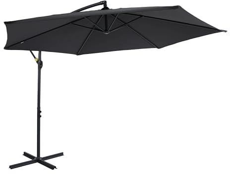 AXI Dion Ampelschirm Rund Ø 300 cm in Anthraziet/Grau | Sonnenschirm für Garten/Terrasse mit Pulverbeschichtetes Gestell | Inkl. Kreuzfuß | Kippbar & 360° drehbar