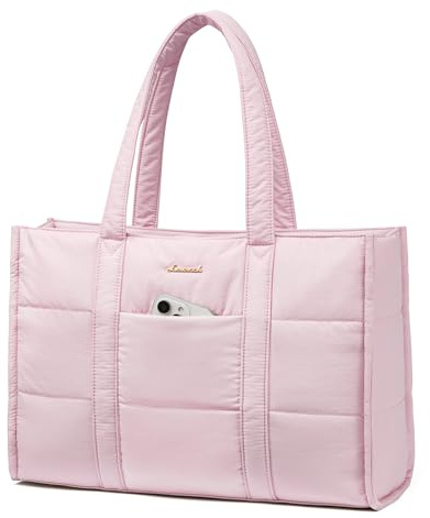 LOVEVOOK Handtasche Damen Groß, Puffer Laptoptasche 15,6 Zoll Shopper Tasche Arbeitstasche Aktentasche, Tote Bag Women Handbag Lehrertasche Schultasche Schultertasche für Uni Business Schule