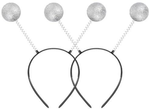 NIYANGLE Antenna Headband Set with Lightweight Comfort and High Durability Silver Plastic and Foam Material 5pcs Party Accessories for Adults for Space-themed Events and Festive Occasions