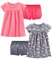 Simple Joys by Carter's Ensemble de Robes Sans-Manches et à Manches Courtes Bébé Fille, Lot de 2, Gris Papillons/Rose Fleuri, 24 mois