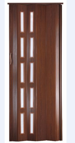 Falttür Schiebetür Kunststofftür mahagoni farben mit Riegel/Verriegelung Fenster Höhe 201 cm Einbaubreite bis 94,5 cm Doppelwandprofil Neu