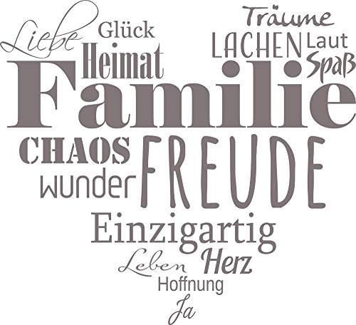 GRAZDesign Wandtattoo Familie mit Herz Wohnzimmer Flur Diele selbstklebend - 33x30cm / 090 silbergrau