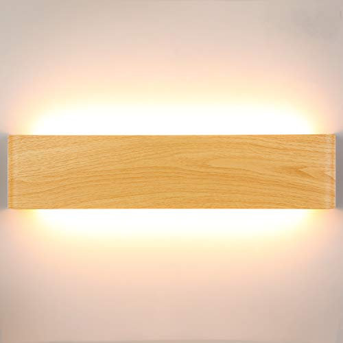 Lightess Lamparas de Pared Madera, Apliques de Pared Interior 40CM, 18W Luz Pared Interior LED, 3000K Apliques Madera Moderna Iluminación para Salón, Dormitorio, Pasillo, Escalera, Blanco Cálido