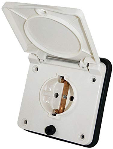 Prise extérieure 220 V - Prise encastrable pour auvent - IP44 - Pour caravane et camping-car - 220 V - 240 V - Schuko - Blanc