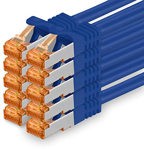 Cat7 Cable de Red Ethernet LAN - 1,5m - Azul - 10 Piezas Cat 7 Sftp Pimf Lszh - 10 GB s RJ45 Connectores Cat6a compatible con Cat5 Cat6 Cat.7 Cat8