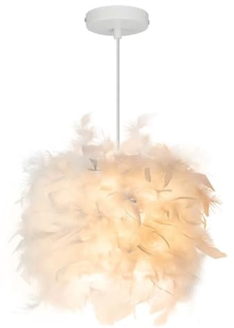 25 cm/9,9 Zoll Feder-Pendelleuchte, Deckenleuchte, eleganter Feder-Lampenschirm, Kronleuchter, Deckenleuchte, Hängeleuchte für Esszimmer, Wohnzimmer