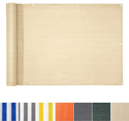 casa pura Balkon Sichtschutz UV-Schutz - 90x500cm - wetterbeständiges und pflegeleichtes HDPE-Spezialgewebe - beige