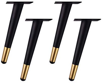 4 Pieds De Support De Meubles InclinéS, Pieds De Meubles En MéTal Pieds De Canapé,Pieds D'Armoire Pieds D'Armoire Pieds De Table Pieds De Remplacement De Meubles, Or Noir(40cm/15.7in)