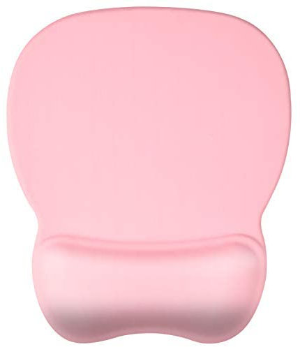 EooCoo Tappetino Mouse Ergonomico con Poggiapolsi al Gel, Tessuto setoso di alta Qualità e Base in Silicone Antiscivolo,4 mm - Rosa