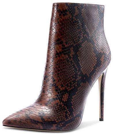 Castamere Polacchine Donna Stivali Cerniera Tacco a Spillo 12CM Marrone Serpente Scarpe EU 37