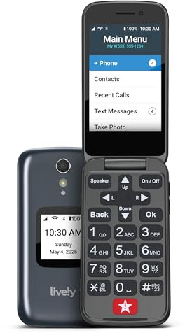 LIVELY Jitterbug Flip2 - Flip Cell Phone for Seniors - Not Compatible with Other Wireless Carriers - Must Be Activated Phone Plan - No SIM Needed - Graphite Flip Phone