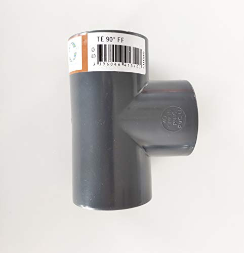 Té PVC Pression – U 90° / 40mm intérieur F/F/F PN16 / Manchon 40 mm pour Piscine et arrosage/Tés égaux