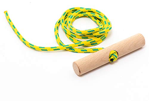 Holzfee Schlitten-Leine 135 cm Gelb Grün mit Buchenholz-Griff