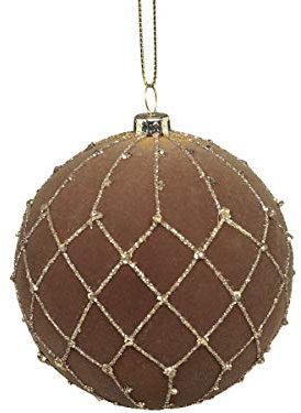 Chic Antique Weihnachtskugel Kugeln Antik Velour Gold Pattern Vintage Christbaumkugel Weihnachten X-Mas 51784-04