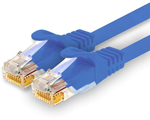 1CONN - Cavo di rete da 0,25 m, Ethernet, LAN, cavo patch per la massima velocità Internet e collega tutti i dispositivi con presa RJ 45 blu - 1 pezzo