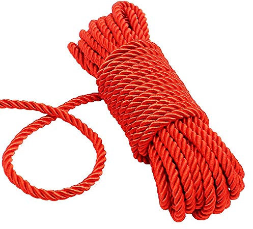 Angeer 2 pz/set di corde multiuso 8 mm 10 m di lunghezza forte multifunzionale morbida 100% nylon corda naturale intrecciato durevole lunga corde (rosso)