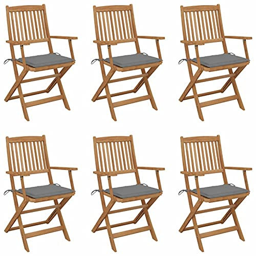 Tidyard Garten Essstühle Terrassenstuhl Klappstühle Gartenstühle 6 Stk.mit Kissen,Outdoor-Klappstuhl Regiestühle Holzstuhl Gartenm?bel Balkonstuhl Campingstuhl für Garten,Terrasse,Strand