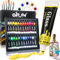 Colorful Acrylic Glass Paint Set with 6 Brushes, 1 Palette, 24 Colors Stain Glass Paints for Wine Glass, Waterproof Acrylic Enamel Paint Kit to Create Translucent Arts on Porcelain, Window & Ceramic