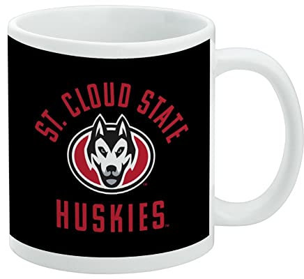 St. Cloud State University Huskies Tasse à café en céramique avec logo Huskies Cadeau fantaisie pour café, thé et boissons chaudes, 325 ml, blanc