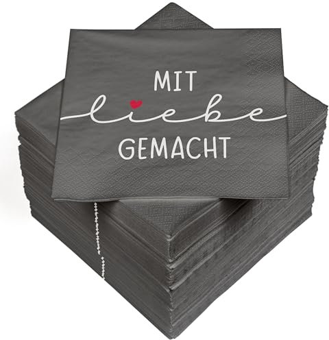 HEKU 100 Servietten, 3-lagig, 33x33cm, mit Liebe gemacht I Saugstark und praktisch verpackt I Ideal für besondere Anlässe